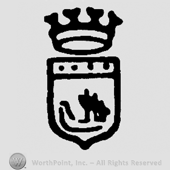 Shield with boat, crown above