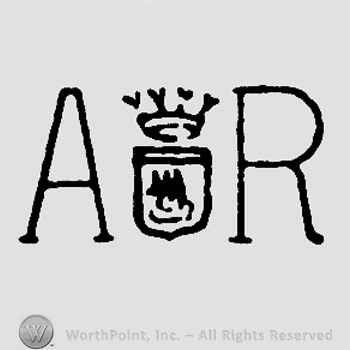 Uppercase AR, shield with boat and crown on top