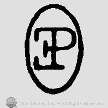 Mirrored uppercase E, uppercase P in an oval