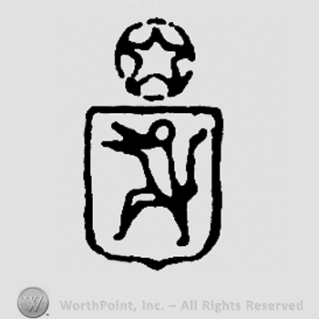 Pranced lion on a shield, star in a circle above