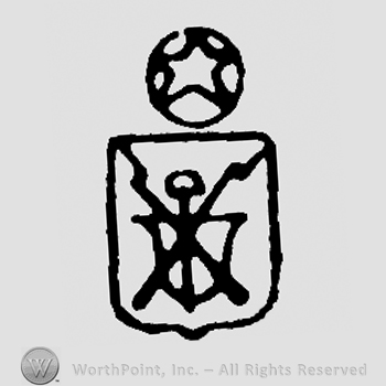 Coat of arms on shield, star in a circle above