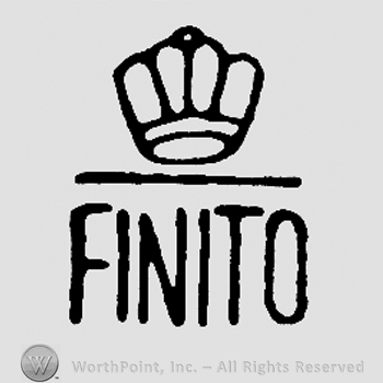 Crown over Finito written with uppercase letters