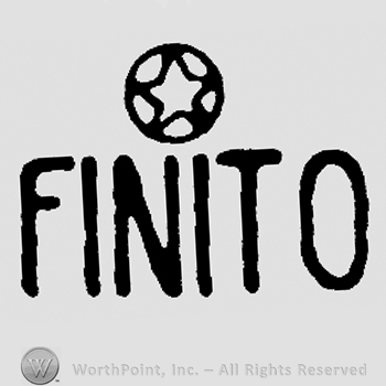 Star in a circle over Finito written with uppercase letters