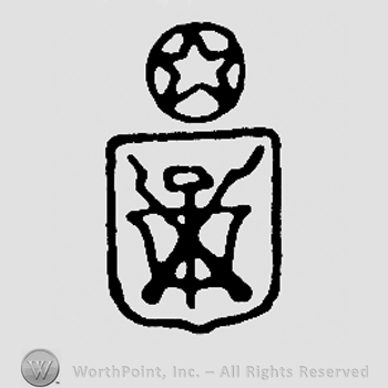 Coat of arms on shield, star in a circle above