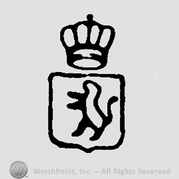 Pranced lion on a shield, crown above