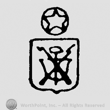 Coat of arms on shield, star in a circle above