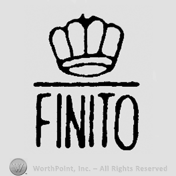 Crown over Finito written with uppercase letters
