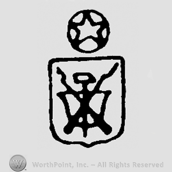 Coat of arms on shield, star in a circle above