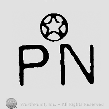 Star in a circle over uppercase PN
