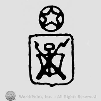 Coat of arms on shield, star in a circle above