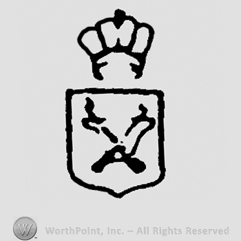 Coat of arms on shield, crown above