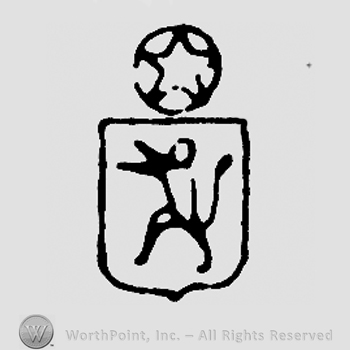 Pranced lion on a shield, star in a circle above