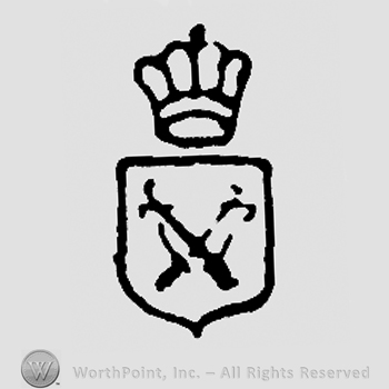Coat of arms on shield, crown above