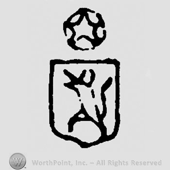 Pranced lion on a shield, star in a circle above