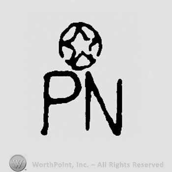 Star in a circle over uppercase PN