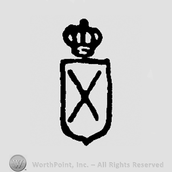 Shield with X, crown above