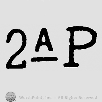 Inscription with number 2 and uppercase underlined A and uppercase P