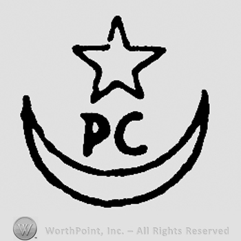 Crescent, star and uppercase PC