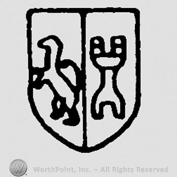 Shield with pranced animal and a castle tower
