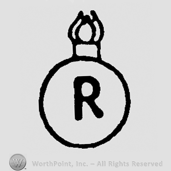 Round design similar to a bomb, uppercase R