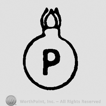 Round design similar to a bomb, uppercase P