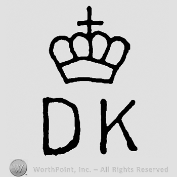 Crown with cross over uppercase DK