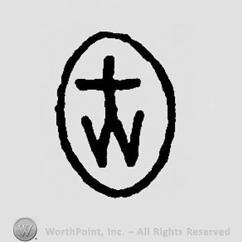 Cross and uppercase W inside an oval