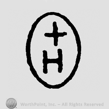 Cross and uppercase H inside an oval