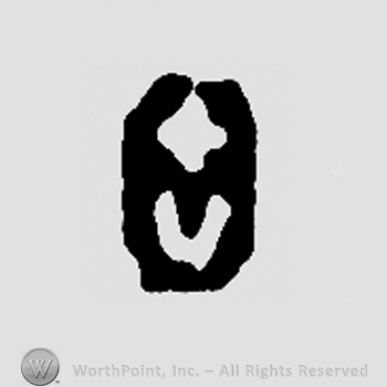 Cross and uppercase V inside an oval