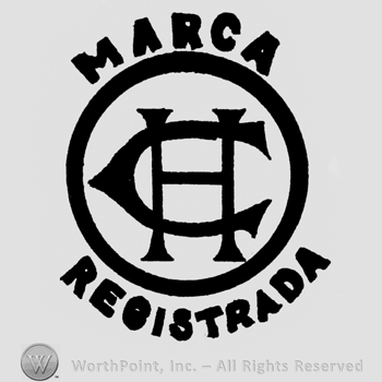 Monogram in circle; MARCA written above and REGISTRADA written bellow.