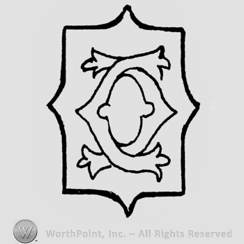 Shield with monogram.