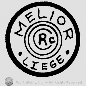 Initials R, C in circle and MELIOR LIEGE written on the edge.