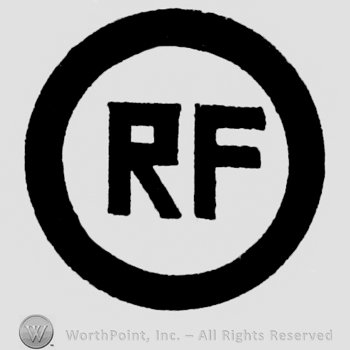 Letters R F in circle.