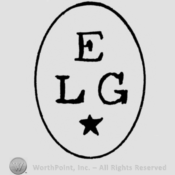 Initials L,E,G and a little star, all in oval.