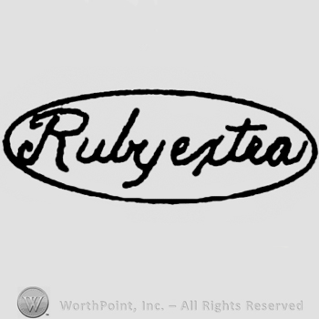 RUBY EXTRA written in oval.
