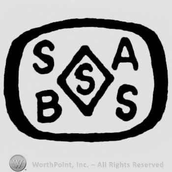 Letter S in a diamond and initials S,A, B all in oval.