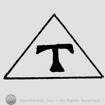 Letter T in triangle.