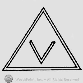 Letter V in triangle.