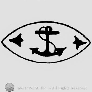 Anchor in oval.