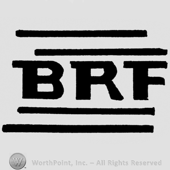 Initials B, R, F between lines.