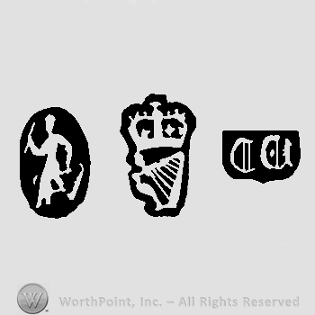 Britannia and Harp, crown above and date-letter W