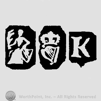 Britannia and Harp, crown above and date-letter K