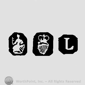Britannia and Harp, crown above and date-letter L