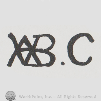 Uppercase letters VAB combined, a dot and uppercase C 