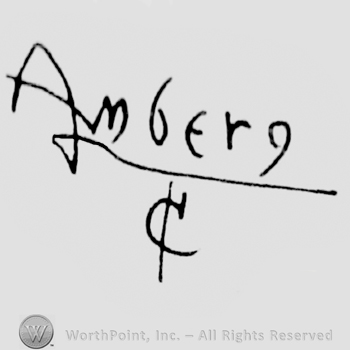 "Amberg" signature-like, cent sign under