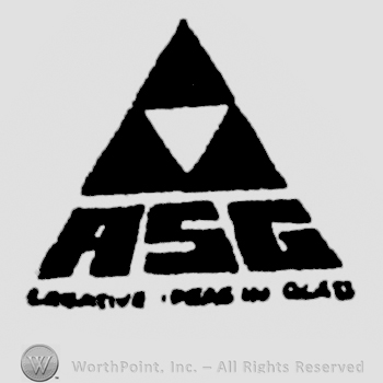 Pyramid design, uppercase "ASG" at the base