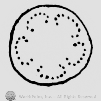 Dotted "C" letters organized in a circle, all inside a circle
