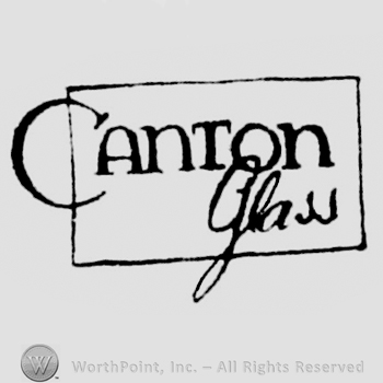 "Canton" in uppercase, "Glass" handwritten, both words inside a rectangle