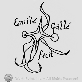 "Emile Galle fecit" handwritten, a four-corner star, ornamented
