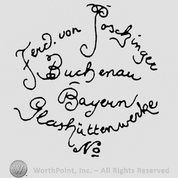 "Ferd. Von Poschingen Buchenau Bayern Glashuttenwerke no." handwritten in a circle